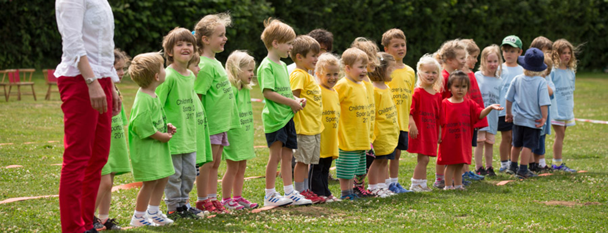 Emma and children at Sports Day (Grantham Farm Montessori School)